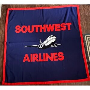 Vintage 80s Southwest Airlines Airplane Throw Lap Blanket Logo Knits USA‎ Made